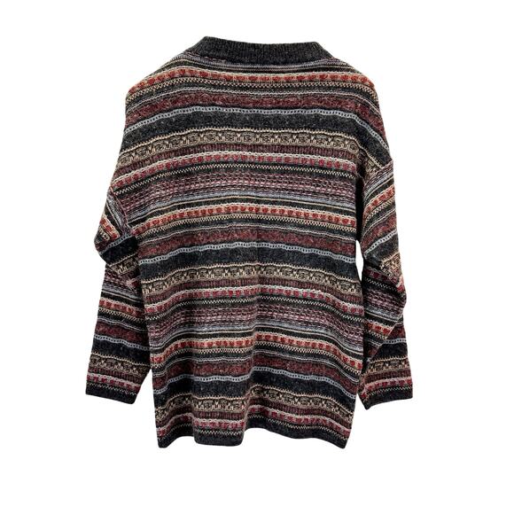 VTG Maglia Donna Knit Sweater Womens M L 90s Italian Striped Oversized Western - Picture 6 of 6